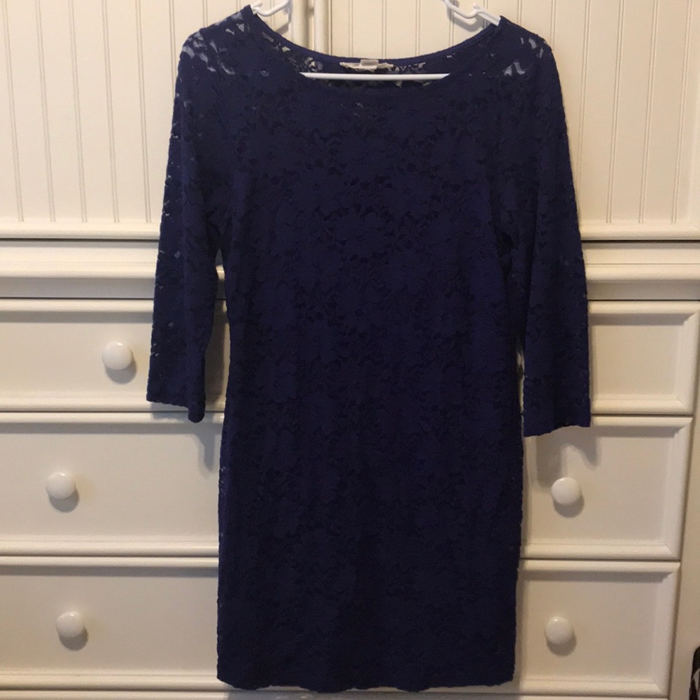 3/4 sleeve dress dark purple